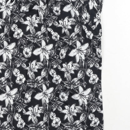 Originals Womens Black Floral Polyester Basic Blouse Size 14 Round Neck