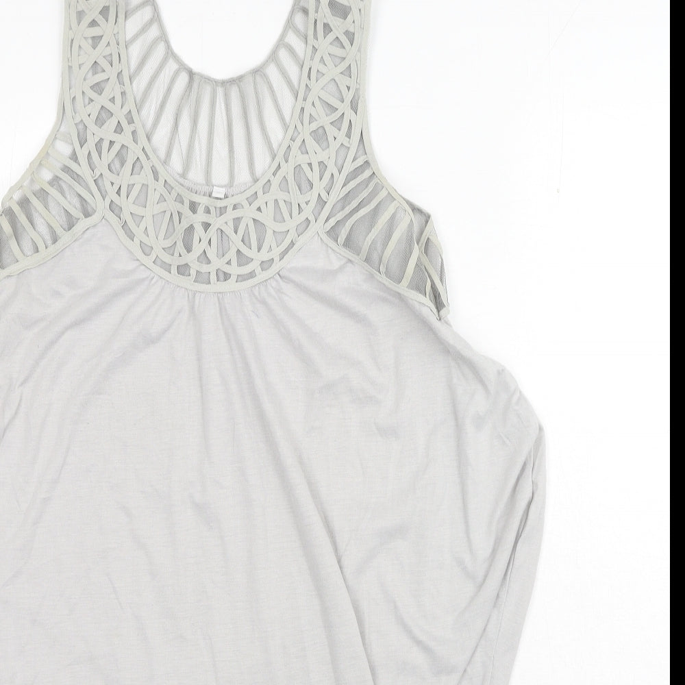 Womens UK Size M Preworn Grey Basic Tank
