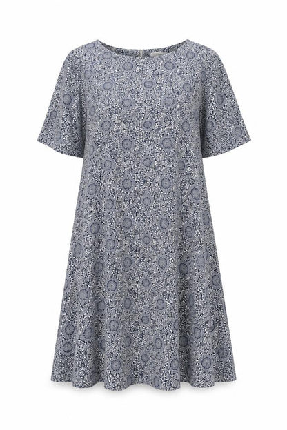 Glamorous Womens Blue Geometric Viscose Trapeze & Swing Size 12 Round Neck Zip