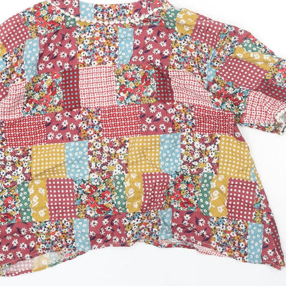 TU Girls Multicoloured V-Neck Geometric Viscose Cardigan Jumper Size 8 Years Pullover