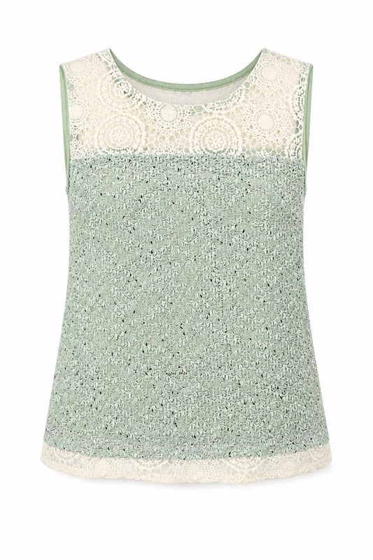 Mismash Womens Green Polyester Basic Tank Size M Round Neck
