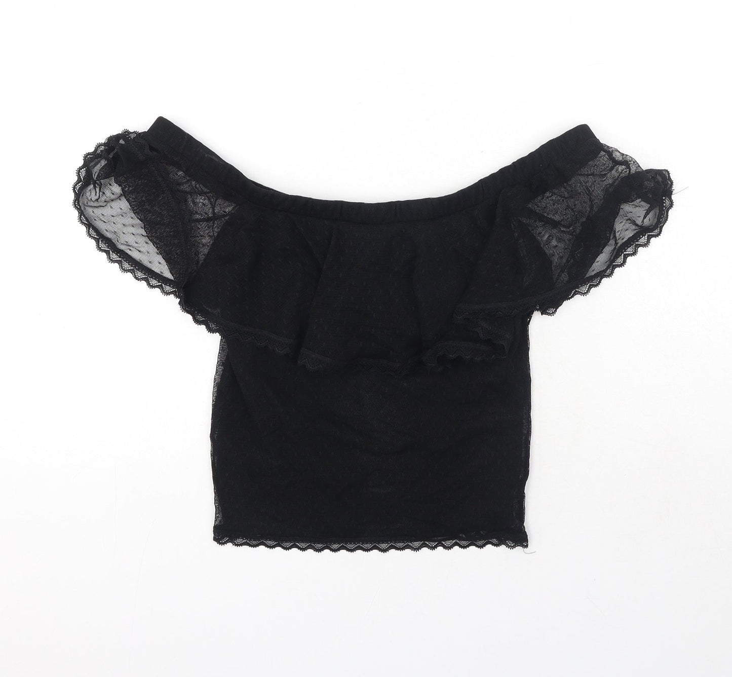 H&M Womens Black Polyamide Basic Blouse Size S Off the Shoulder