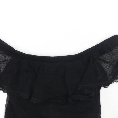 H&M Womens Black Polyamide Basic Blouse Size S Off the Shoulder