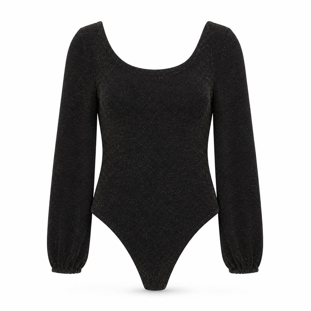 Womens UK Size 10 Preworn One-Piece Black Bodysuit
