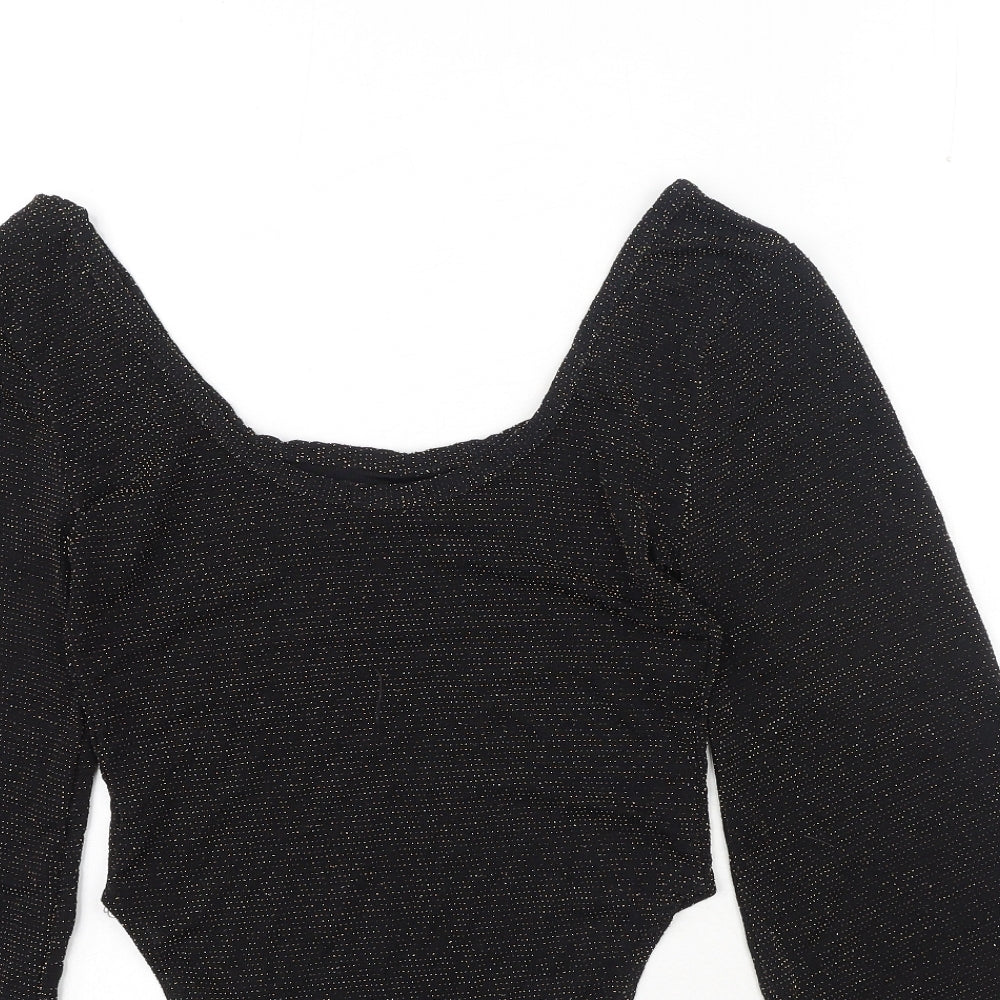 Womens UK Size 10 Preworn One-Piece Black Bodysuit
