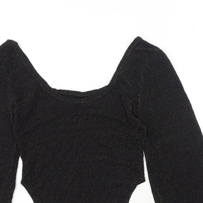 Womens UK Size 10 Preworn One-Piece Black Bodysuit