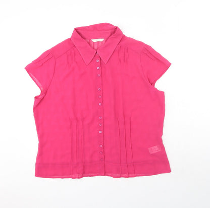 Womens UK Size 20 Marks and Spencer Pink Basic Button-Up