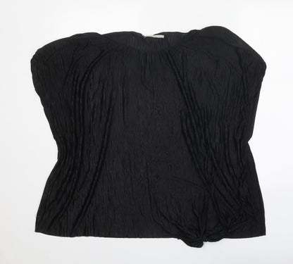 George Womens Black Polyester Basic Blouse Size 16 Boat Neck