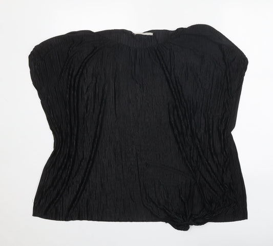 George Womens Black Polyester Basic Blouse Size 16 Boat Neck