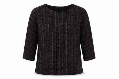 Papaya Womens Black Geometric Polyamide Basic Blouse Size 12 Boat Neck
