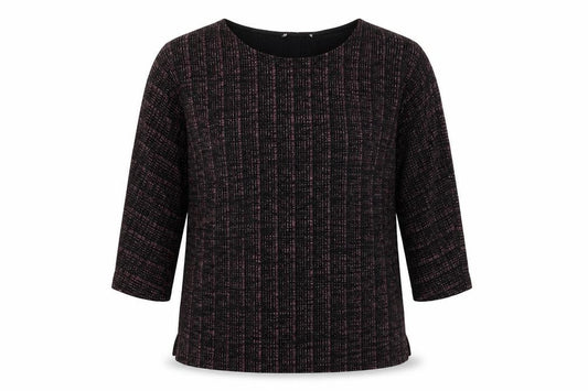Papaya Womens Black Geometric Polyamide Basic Blouse Size 12 Boat Neck