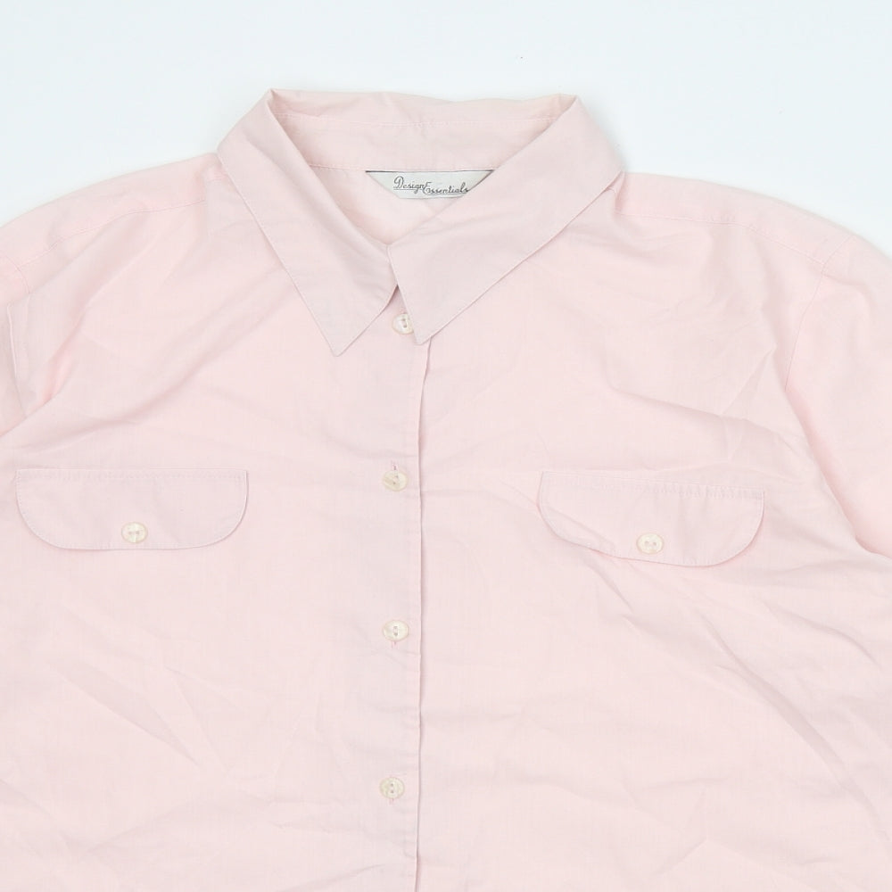 Womens UK Size 16 Design Essentials Pink Basic Button-Up