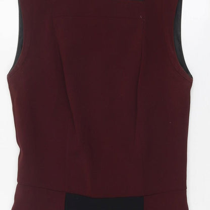 Linea Womens Black Polyester Pencil Dress Size 12 Square Neck Zip