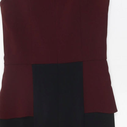 Linea Womens Black Polyester Pencil Dress Size 12 Square Neck Zip