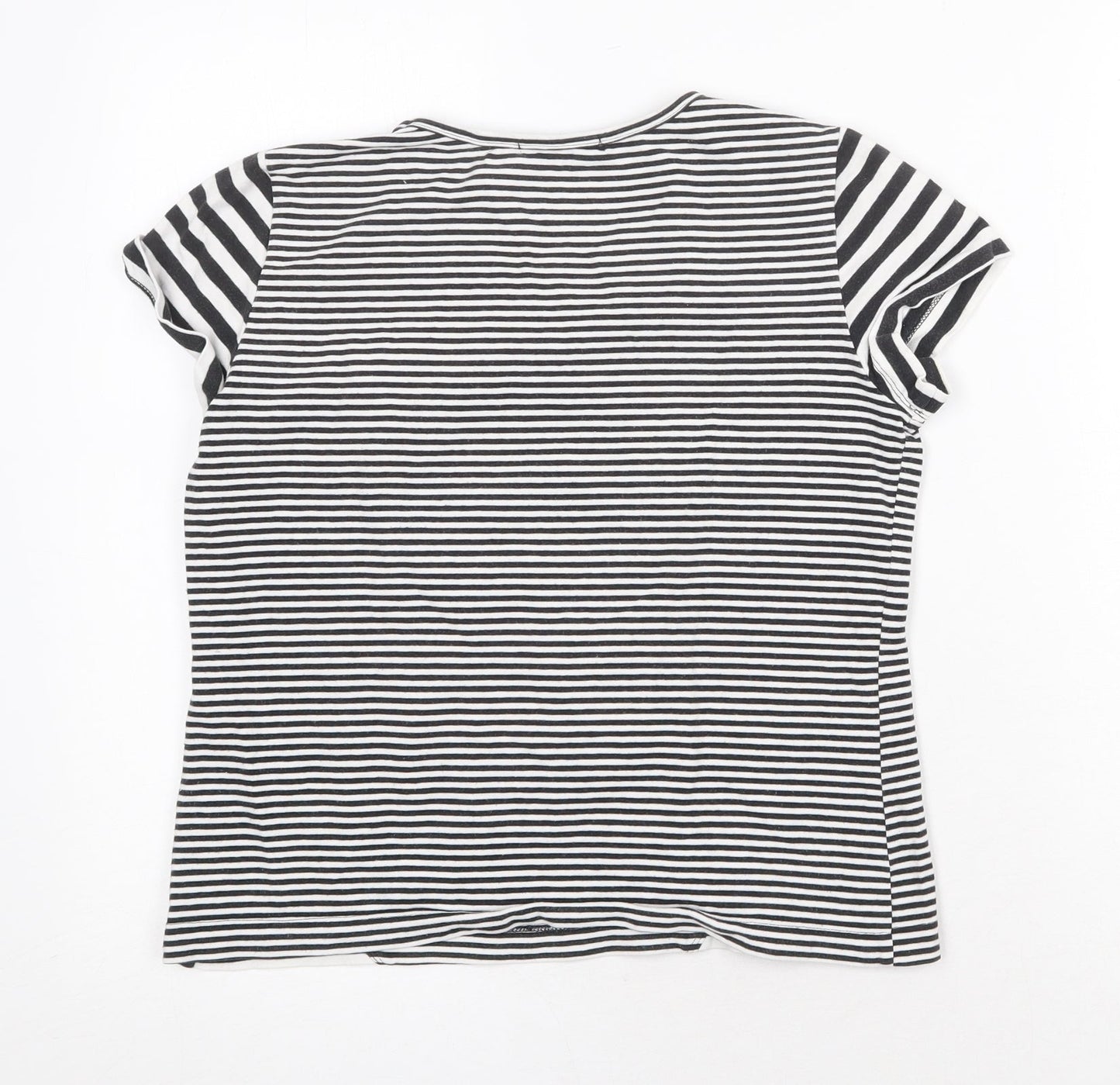 abyzz Womens Black Geometric Cotton Basic T-Shirt Size XL Round Neck