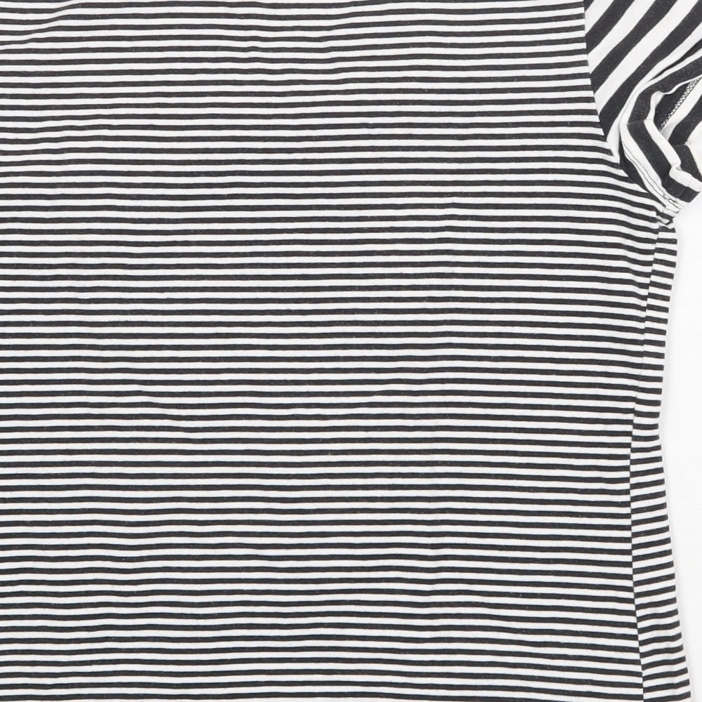 abyzz Womens Black Geometric Cotton Basic T-Shirt Size XL Round Neck