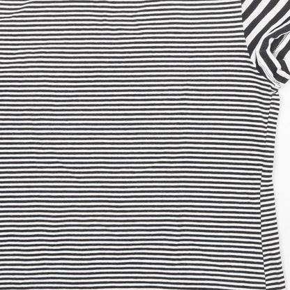 abyzz Womens Black Geometric Cotton Basic T-Shirt Size XL Round Neck