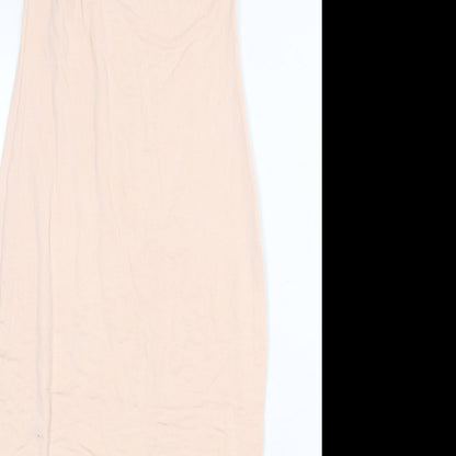 Missguided Womens Pink Viscose Bodycon Size 8 Off the Shoulder Pullover