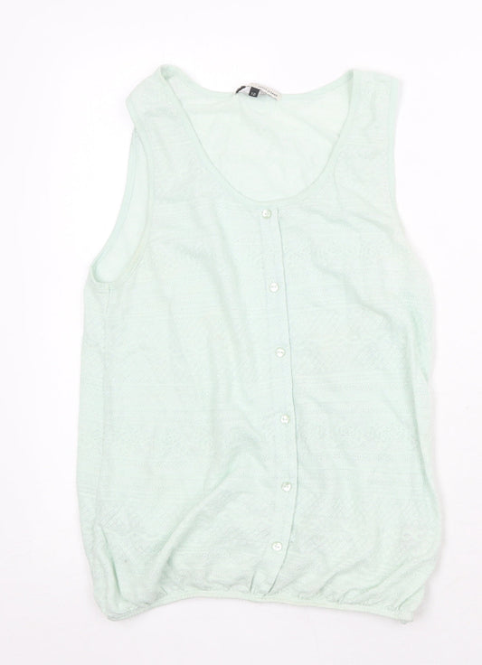 Womens UK Size 12 River Island Green Basic Tank