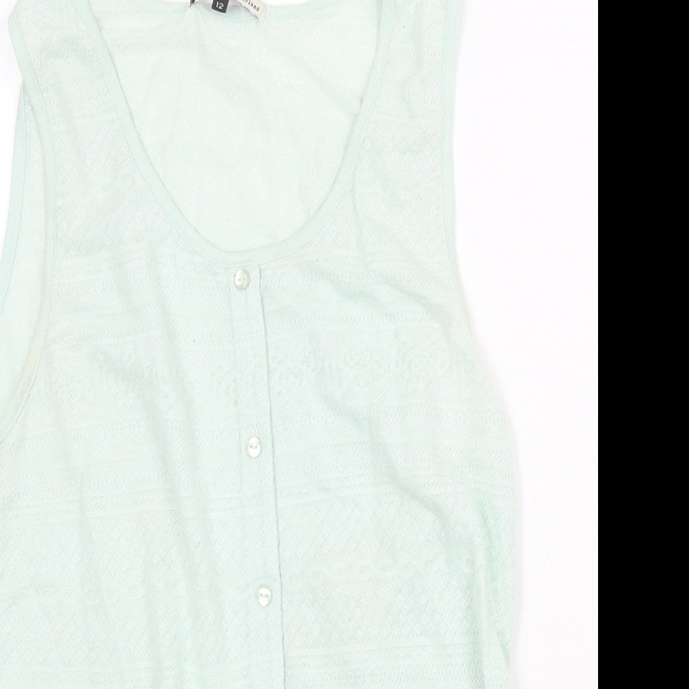 Womens UK Size 12 River Island Green Basic Tank