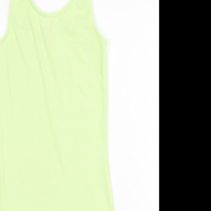 New Look Womens Green Camel Bodycon Size 10 Scoop Neck Pullover