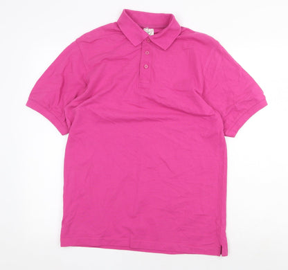 B&C Womens Pink 100% Cotton Basic Polo Size S Collared