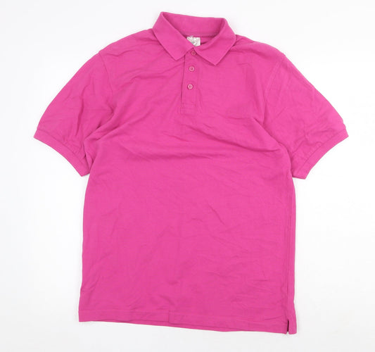B&C Womens Pink 100% Cotton Basic Polo Size S Collared