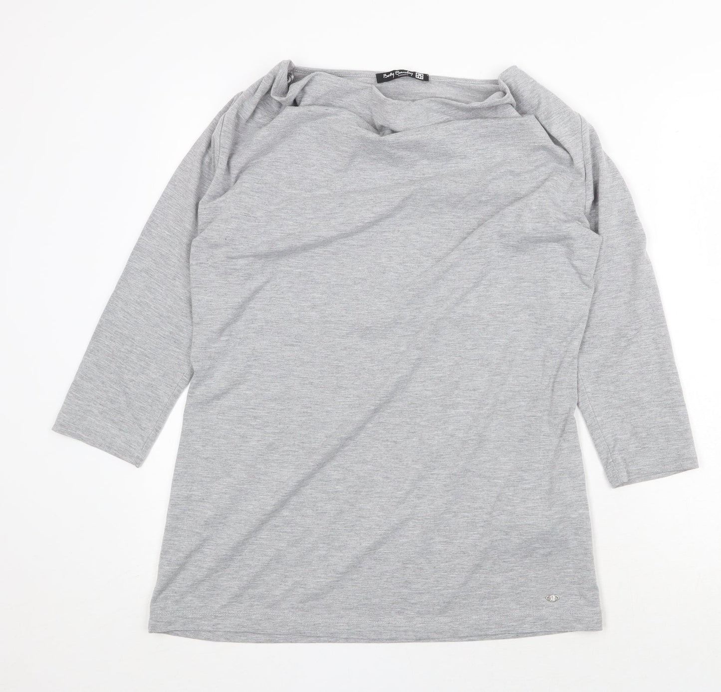 Betty Barclay Womens Grey Viscose Basic T-Shirt Size 14 Cowl Neck