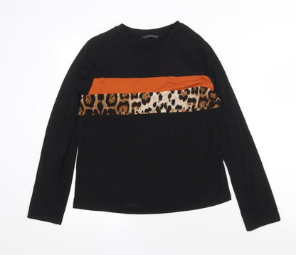 SheIn Womens Black Polyester Basic T-Shirt Size S Round Neck