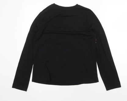 SheIn Womens Black Polyester Basic T-Shirt Size S Round Neck