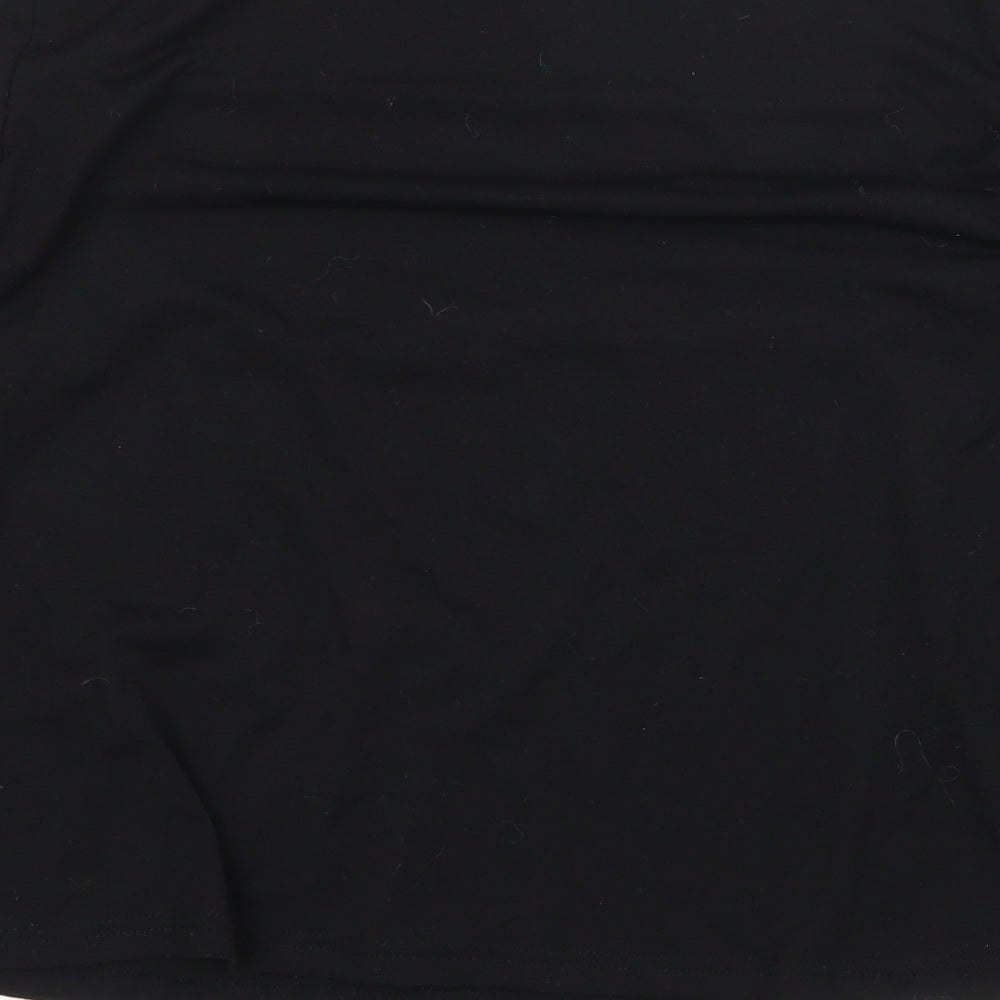 SheIn Womens Black Polyester Basic T-Shirt Size S Round Neck