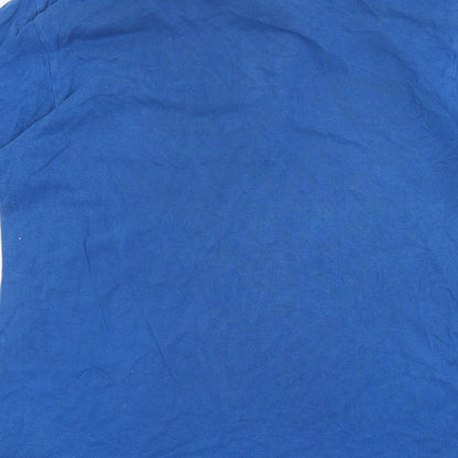 Marks and Spencer Mens Blue Cotton Polo Size M Collared Button