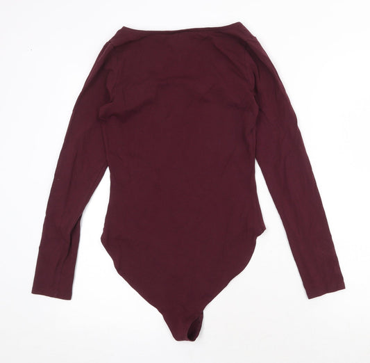 New Look Womens Purple Cotton Bodysuit One-Piece Size 12 Snap