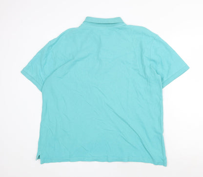 Dissident Mens Green Cotton Polo Size L Collared Button