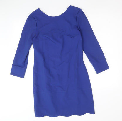 NIFE Womens Blue 100% Cotton A-Line Size 8 Round Neck Zip
