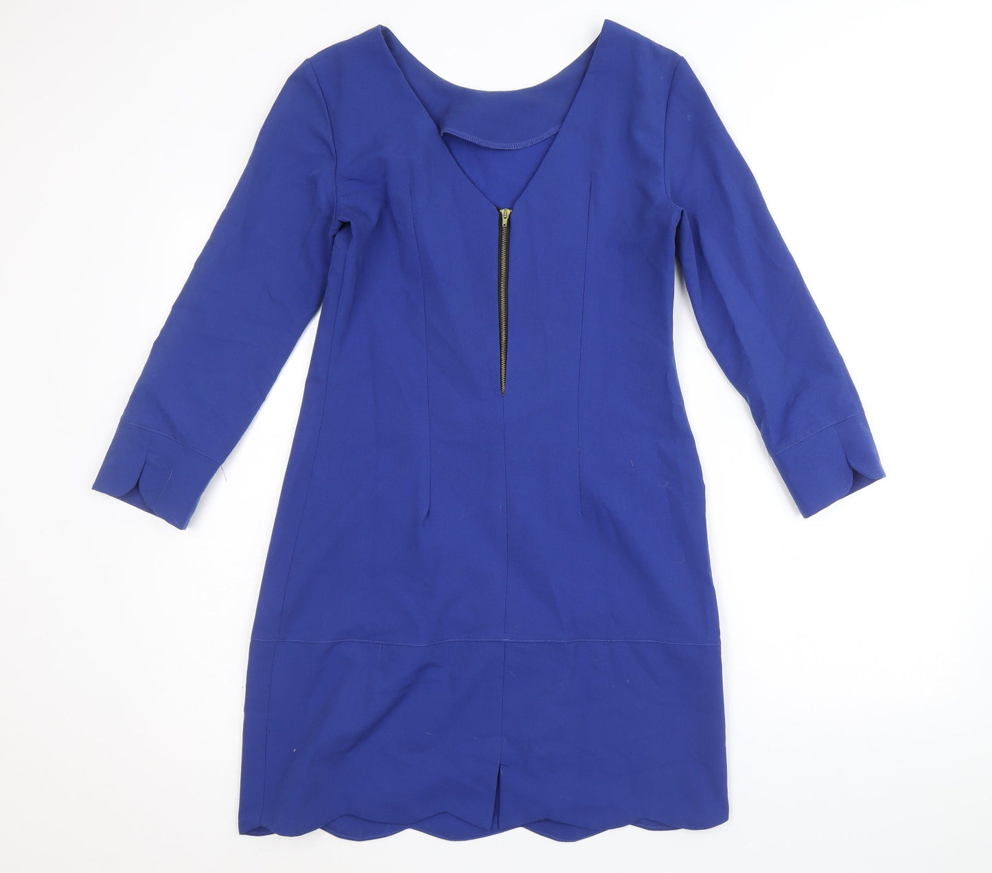NIFE Womens Blue 100% Cotton A-Line Size 8 Round Neck Zip