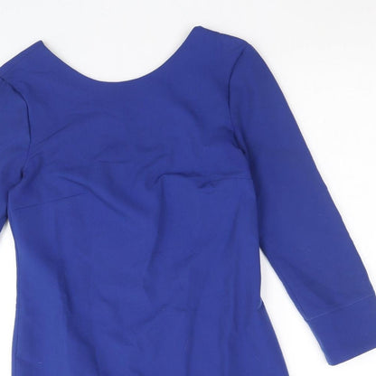 NIFE Womens Blue 100% Cotton A-Line Size 8 Round Neck Zip