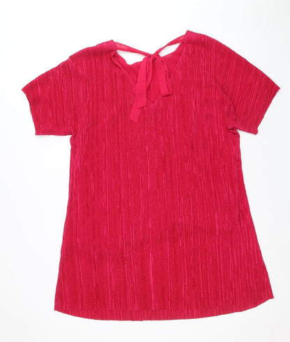 Phase Eight Womens Pink Polyacrylate Fibre A-Line Size 12 Round Neck Tie