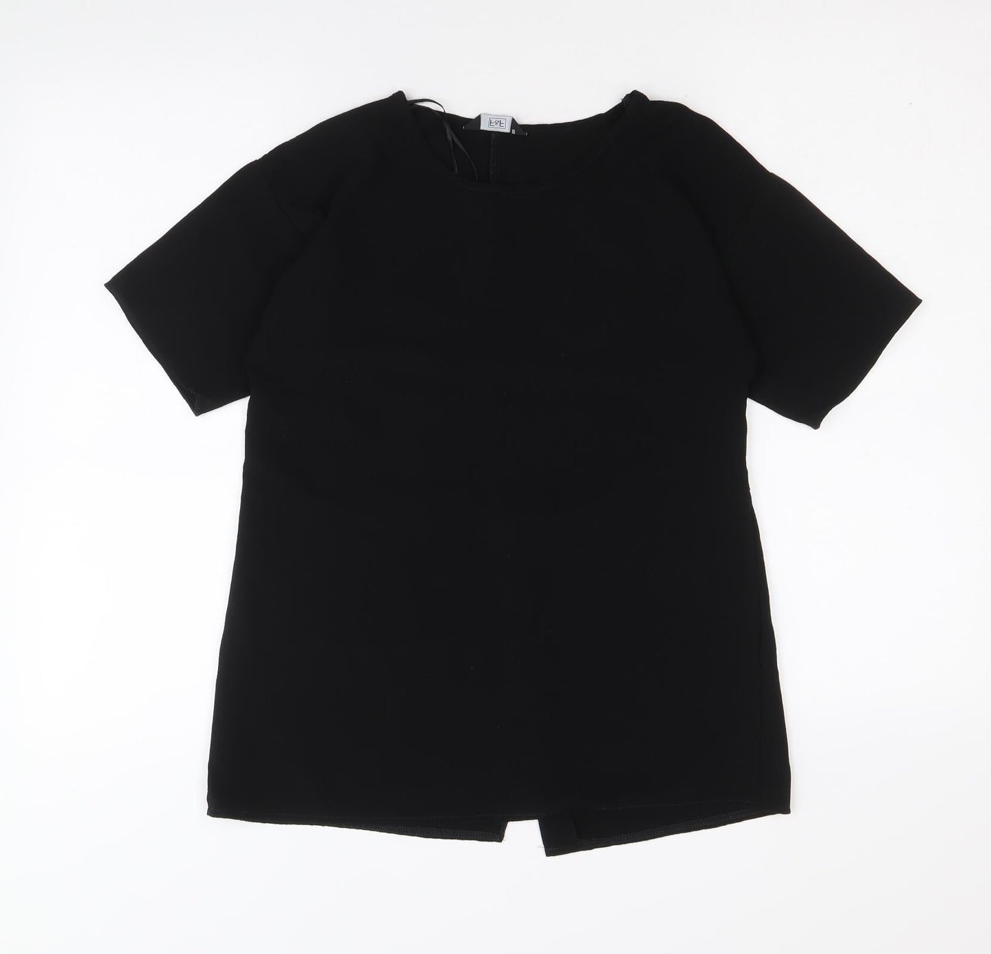 F&F Womens Black Polyester Basic T-Shirt Size 6 Round Neck