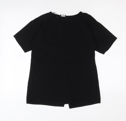 F&F Womens Black Polyester Basic T-Shirt Size 6 Round Neck