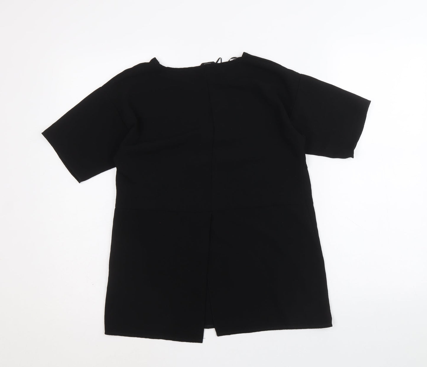 F&F Womens Black Polyester Basic T-Shirt Size 6 Round Neck