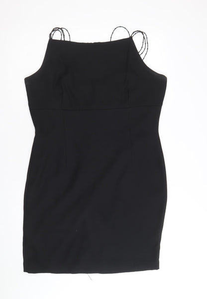Opera Womens Black Polyester Bodycon Size 16 Square Neck Zip