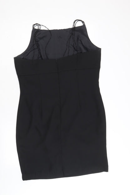 Opera Womens Black Polyester Bodycon Size 16 Square Neck Zip