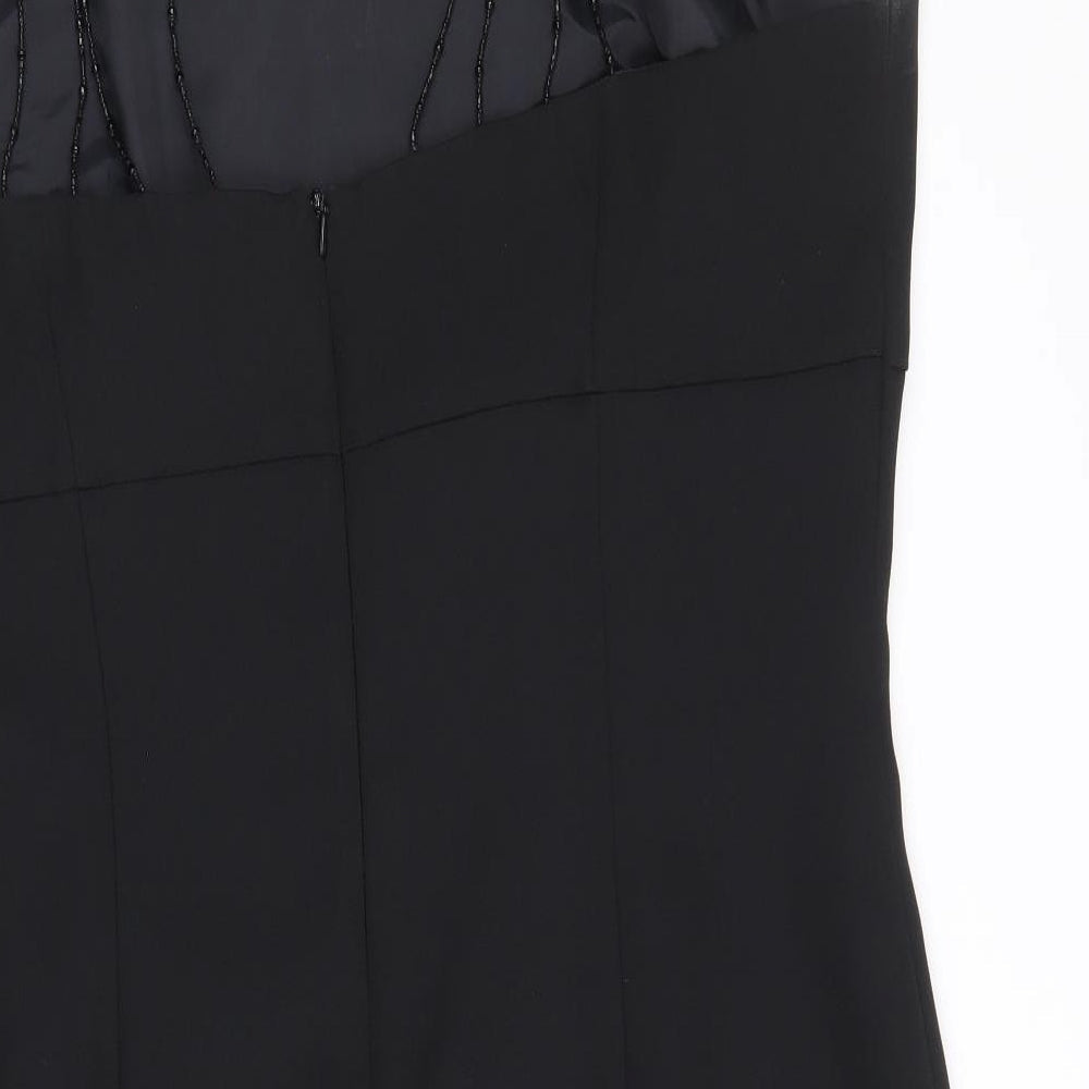 Opera Womens Black Polyester Bodycon Size 16 Square Neck Zip
