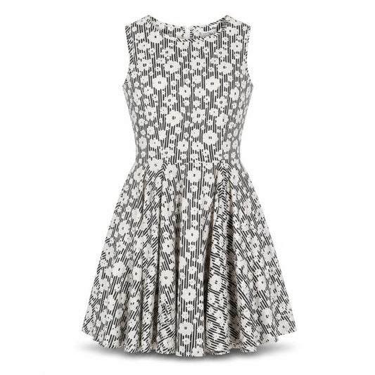 Pinky Womens Black Floral Polyester Fit & Flare Size S Round Neck Zip