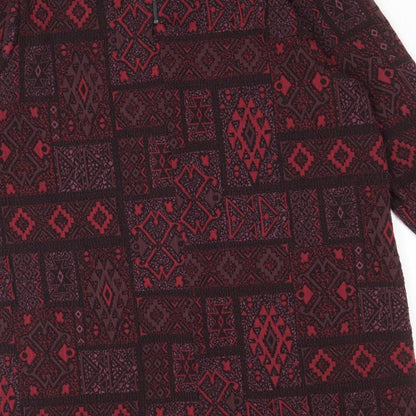 EWM Womens Black Geometric Polyester A-Line Size 16 Round Neck Zip