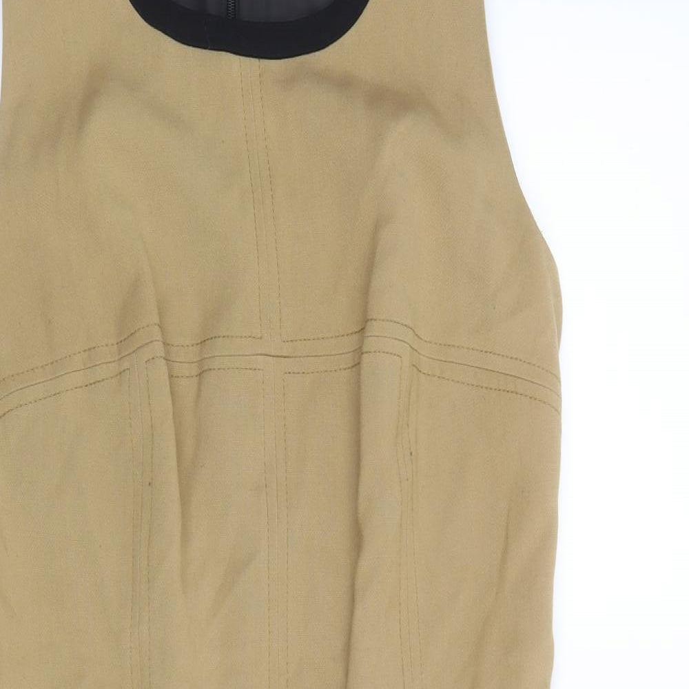 NEXT Womens Brown Polyester A-Line Size 10 Round Neck Zip