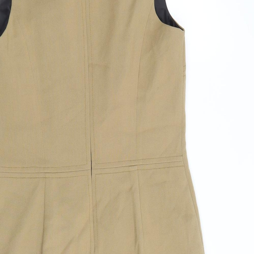 NEXT Womens Brown Polyester A-Line Size 10 Round Neck Zip