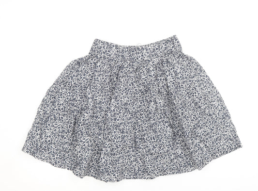 Marks and Spencer Womens Blue Floral Cotton Skater Skirt Size 6