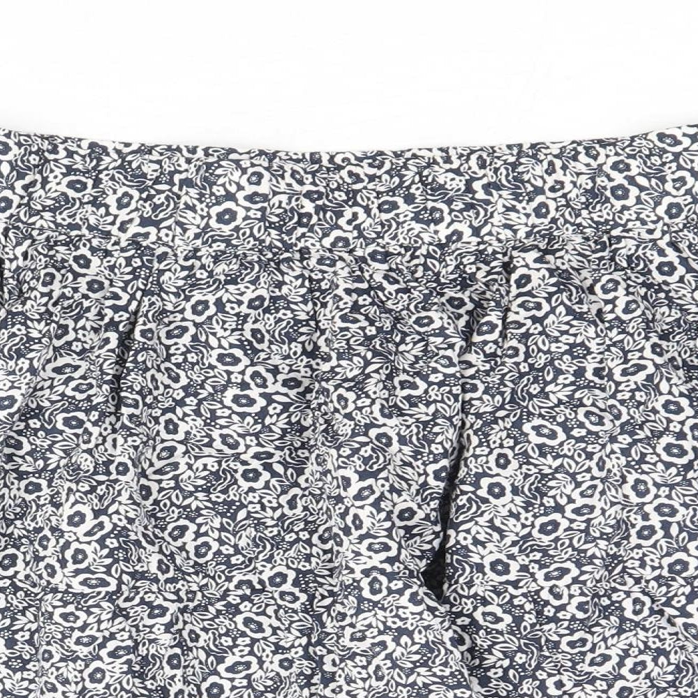 Marks and Spencer Womens Blue Floral Cotton Skater Skirt Size 6